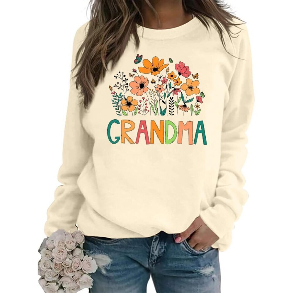 Women's Floral Grandma Sweatshirt Casual Fall Pullover Gift for Loved Ones - Picture 3 of 6
